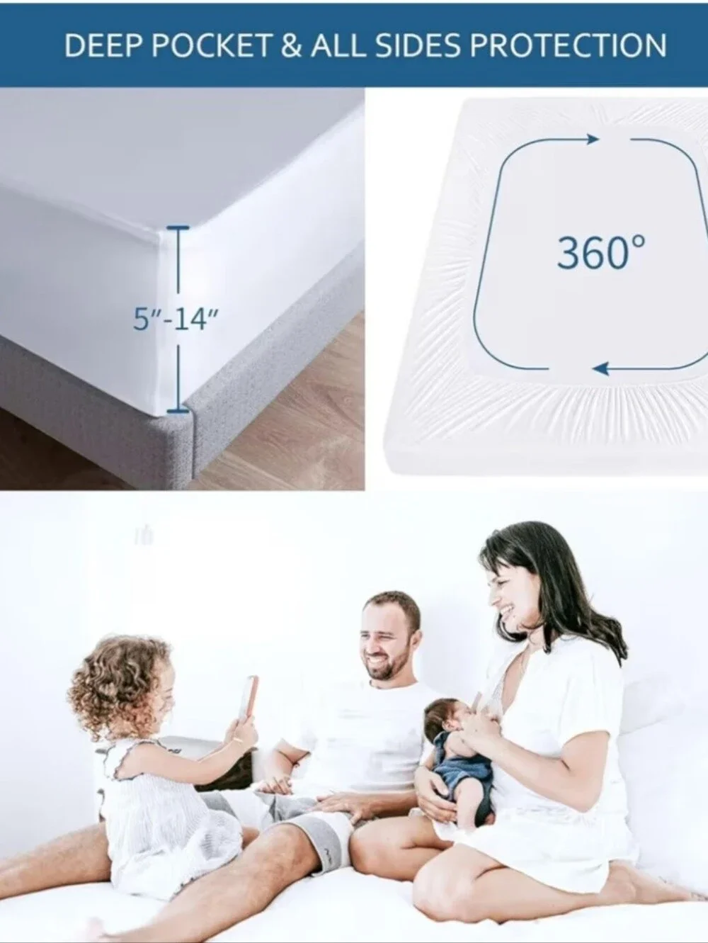 Moonsea Waterproof Mattress Protector Twin Size,White